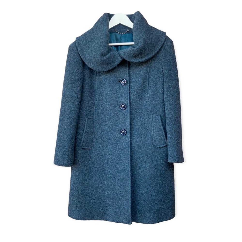 ❌SOLD❌Vintage Italian Speckled Wool Teal Blue 1950's Style Peacoat size Small … - Picture 1 of 10